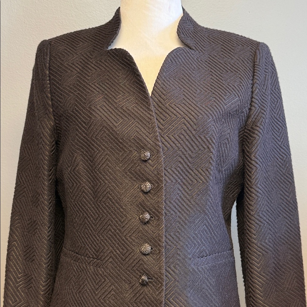 Talbots Brown Textured Blazer Jacket Size 8 Structured Career Classic - Picture 2 of 8